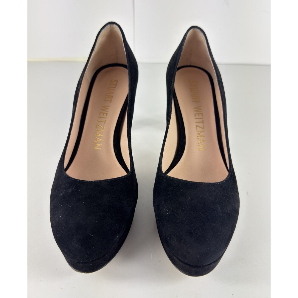 Stuart Weitzman Larsa Suede Platform Women's Black Pump US 7 - Picture 3 of 9